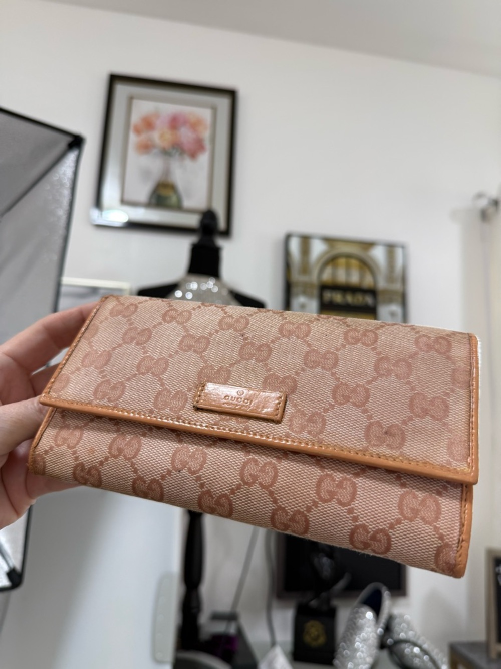 Gucci Tan Monogram Continental Wallet - Picture 2 of 11